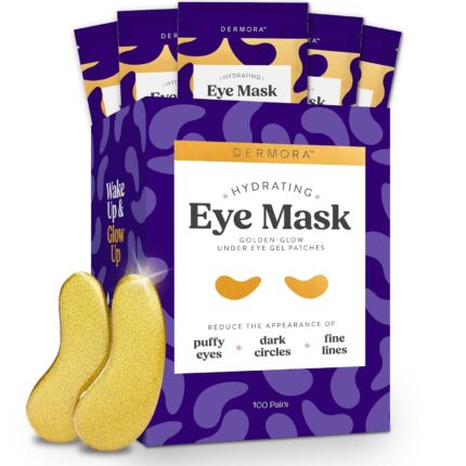Golden Glow Under Eye Patches (100 Pairs Eye Gels) - Rejuvenating Treatment for Dark Circles, Puffy Eyes, Refreshing, Revitalizing, Travel, Wrinkles
