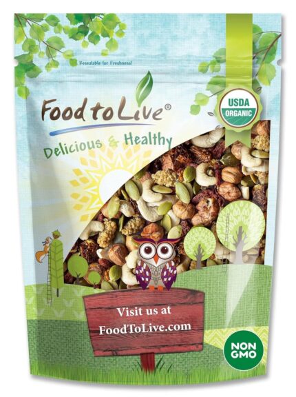 Food to Live Organic Antioxidant Trail Mix, 1 Pound — Contains Mulberries, Goji Berries, Golden Berries, Pumpkin Seeds, Hazelnuts, Cashews. Non-GMO.